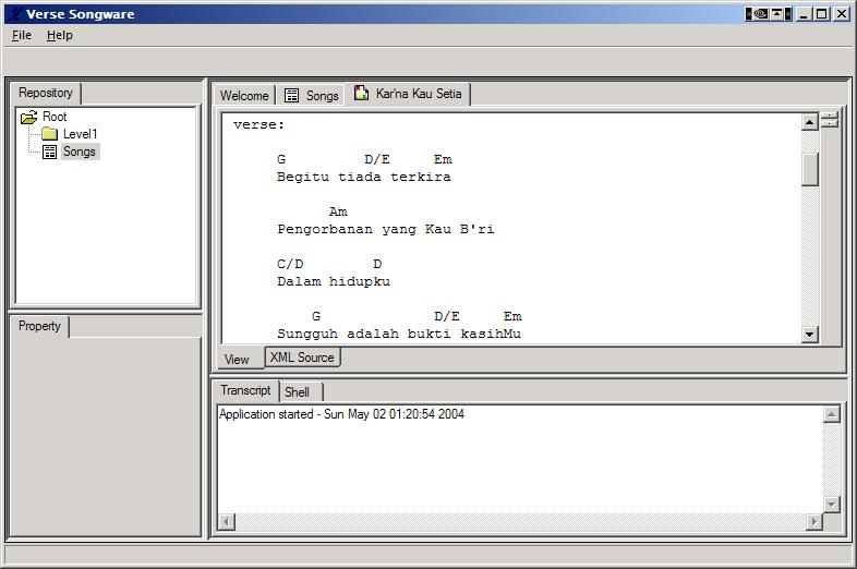 Screenshot of a song in HTML format