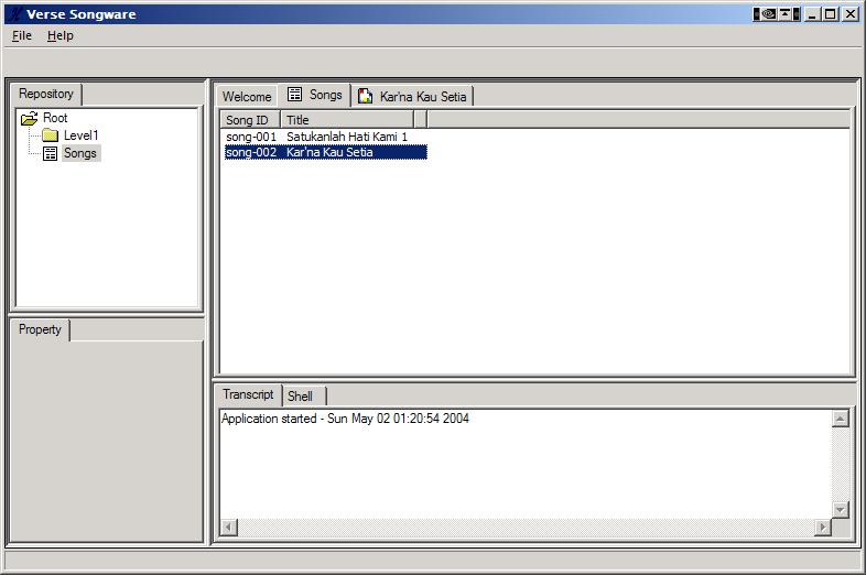 Screenshot of a tabular list of songs